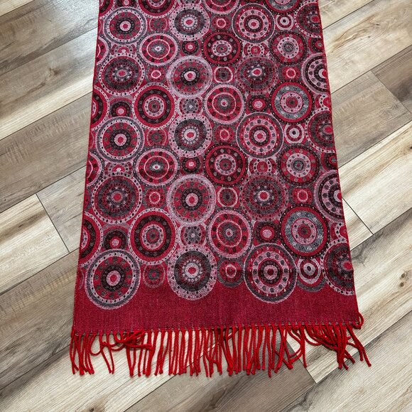 Luxury Uriah Baby Alpaca Wrap Shawl | Rich Red Pattern | Made in Peru - Picture 15 of 16